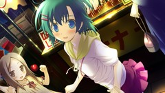 Night food dress blush anime girls blue eyes brown eyes short 