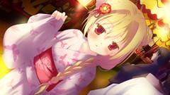 Night food red eyes kimono blush long hair anime girls shida 