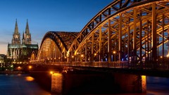 Night germany Bridges Cologne Hohenzollern cathedrals