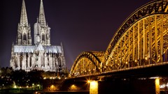 Night germany City Lights Bridges buildings Cologne cityscapes 