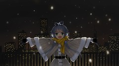 Night gloves scarfs cities anime girls green eyes vocaloid 