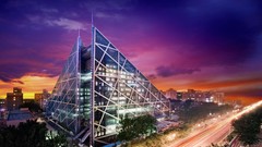 Night Green architecture beijing cityscapes long exposure