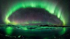 Night Green lights abstract Northern 3d Avrora