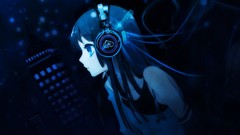 Night headphones anime girls akiyama mio k - on cityscapes