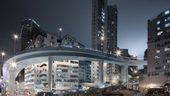 Night Hong Kong Bridges buildings urban cityscapes