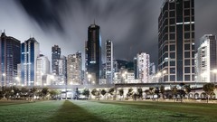 Night Hong Kong buildings urban cityscapes