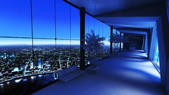 Night interior cities mirrors edge cityscapes window panes