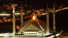 Night Islam architecture buildings mosques Faisal Mosque