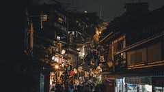 Night Japan Asia houses cityscapes