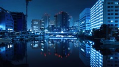 Night Japan Tokyo City Lights lakes reflections cityscapes