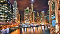 Night light architecture multicolor cities electric