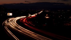 Night light Drive cars Highways long exposure light trails