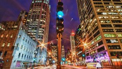 Night light traffic lights cities cityscapes
