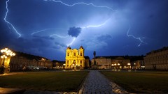 Night Lightning storm Castles