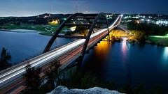 Night lights Austin roads Bridges rivers cityscapes long 