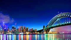 Night lights Australia Sydney Harbor fireworks Bridges