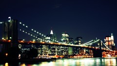 Night lights Bridges USA skies brooklyn bridge