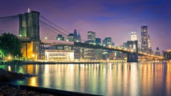 Night lights Bridges USA urban cities cityscapes