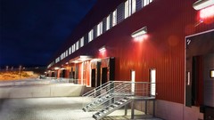 Night lights buildings stairways