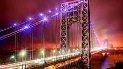 Night lights cars Bridges rivers