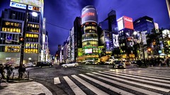 Night lights cars buildings urban cities cityscapes