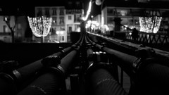Night lights France tubes grayscale