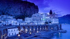 Night lights Italy cityscapes Amalfi Coast