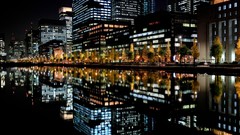 Night lights Japan Skyscrapers Tokyo reflections rivers 