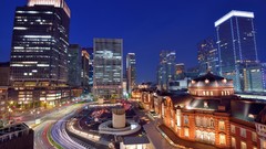 Night lights Japan Skyscrapers traffic lights Tokyo buildings 
