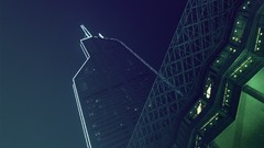 Night lights modern Skyscrapers architecture buildings urban