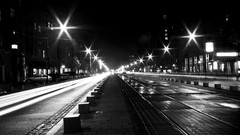 Night lights monochrome streets cityscapes