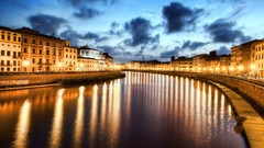 Night lights Pisa Italy rivers cityscapes