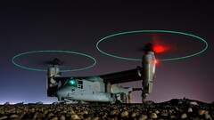night lights propeller stones long exposure Marines vehicle