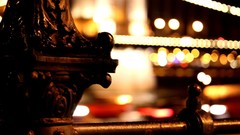 Night lights railing bokeh cities