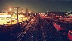 Night lights railway trains railroads