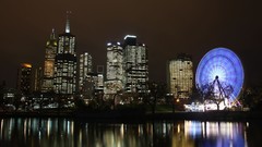 Night lights reflections cityscapes