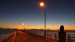 Night lights roads Sea