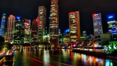 Night lights Singapore City Lights colors rivers cityscapes 