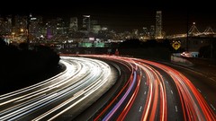 Night lights traffic California cityscapes long exposure 