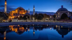 Night lights Turkey Istanbul cities cityscapes mosques blue 
