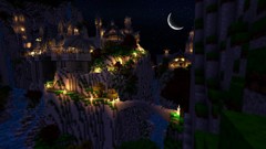 Night lights waterfalls minecraft Middle-Earth Rivendell the 