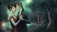 Night love Men woman romantic dancing fantasy art