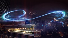 Night Men light cityscapes Wizards digital art