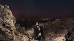 Night Men Seaside rocks accordion skyscapes