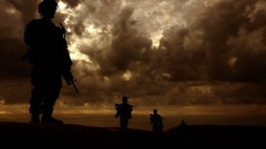 Night military silhouettes Afghanistan