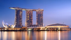 Night modern Singapore architecture cityscapes marina bay sands