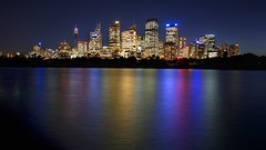 Night modern Skyscrapers Sydney City Lights architecture 