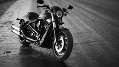 Night monochrome Harley-Davidson motorbikes