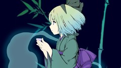 Night moon bamboo dress Profile ghosts kimono cups blue hair 