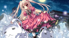 Night moon Black Cat red eyes eve